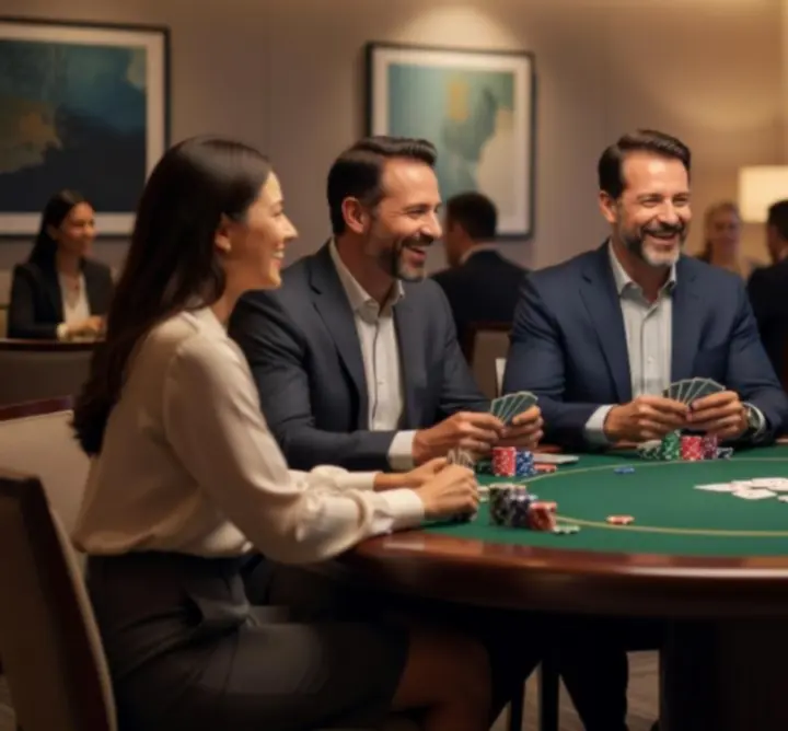 Wieczór firmowy z atrakcją pokerową przy stole eventowym