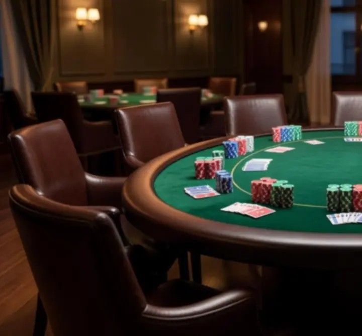 Stół pokerowy przygotowany na event w Polsce